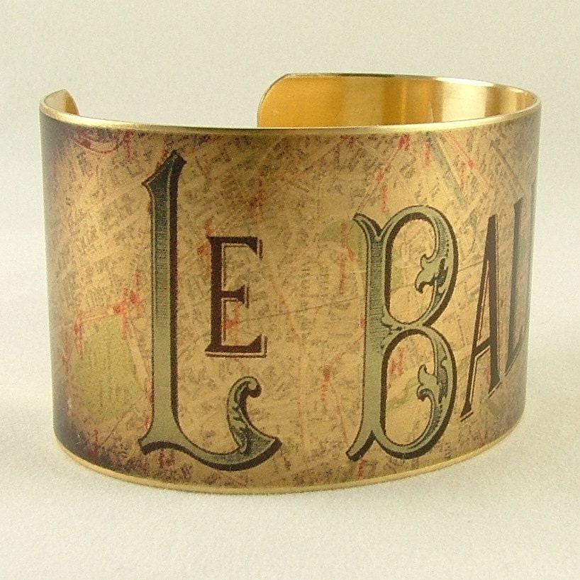 Hot Air Balloon Jewelry - Victorian Parisian - Le Ballon Race - Brass Cuff Bracelet