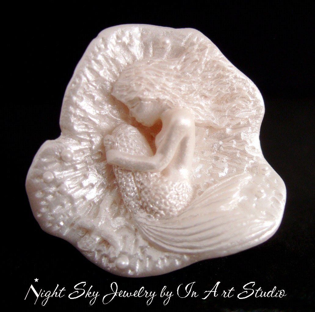 Mermaid Jewelry White Pearl Mermaid Ring Wedding Jewelry Mermaid jewellery - InArtStudio Mermaid Jewelry White Pearl Mermaid Ring Wedding Jewelry Mermaid jewellery - InArtStudio