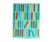 Modern Bookshelf Applique Baby Quilt or Wall Hanging- Blue, Green, Yellow, and Red
