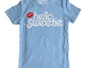Hello Sweetie - Ladies Fitted T-shirt Baby Blue