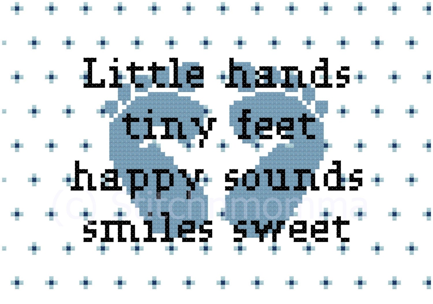 13001 Baby Boy Little Hands, Tiny Feet Cross Stitch PDF Pattern - DIGITAL DOWNLOAD