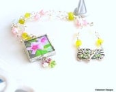 Soldered frame original photo hand wire-worked beaded necklace.