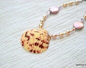 Seashell bracelet freshwater pearl Swarovski crystal silver beads