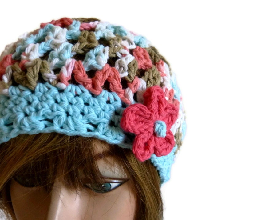 Carrie in Carolina Beach Beanie --- Slouchy Hat in 100% Eco Friendly Cotton Yarns