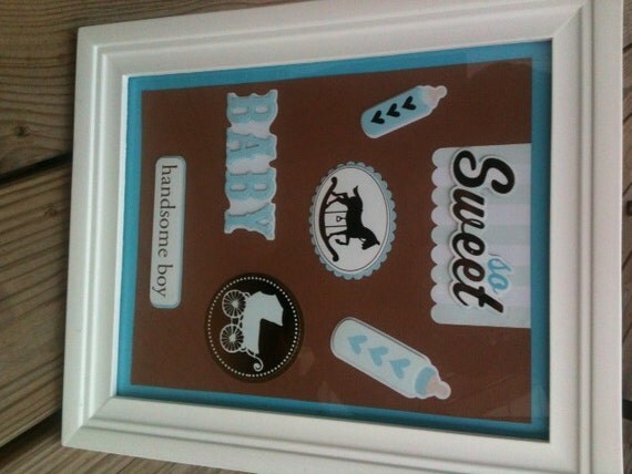 Sweet artwork for baby boy perfect for shower and nursery wall. Framed and matted. Il_570xn