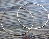 Huge XLarge 4" Thin Hammered Simple Round Shaped 14k Gold Filled Wire Hoops. . . Free Shipping.... BadkittyHawaii