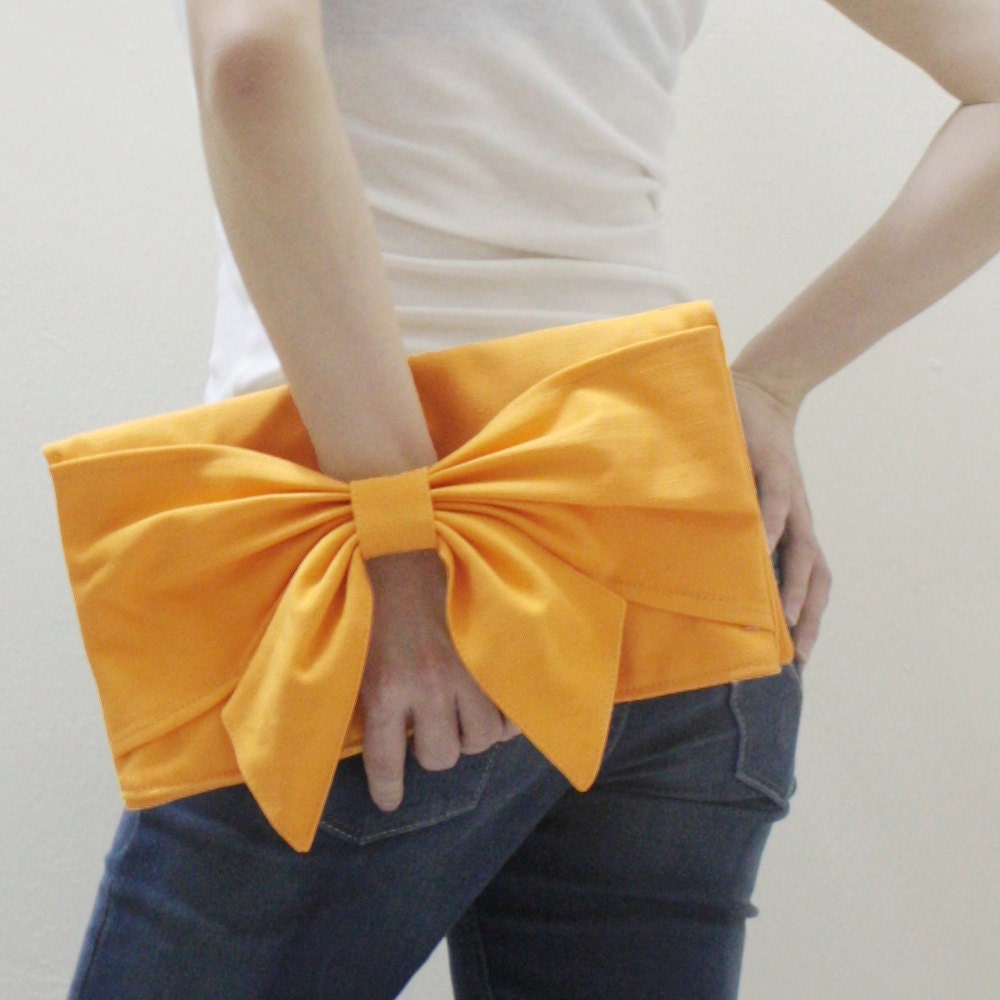 MAY Sale - Yellow Canvas Women Clutch Bag, Wristlet, Mini iPad Sleeve, Mini iPad Case, Handbag - BOW