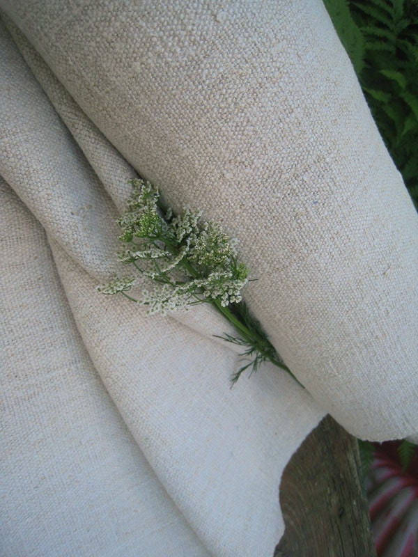 antique handloomed linen roll 8.96y rural chunky 22.83inches wide cushy and soft