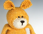 Daisy Dog -  Organic Cotton and Wool Hand Knit Large Eco Friendly Stuffed Animal - Toy Dog, 15.5" tall