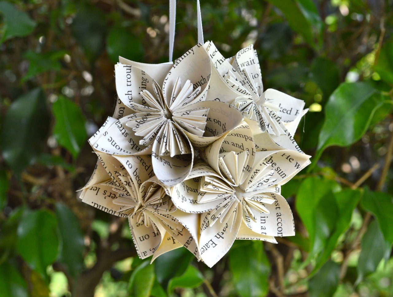 Small Harry Potter Book Paper Flower Ball Ornament