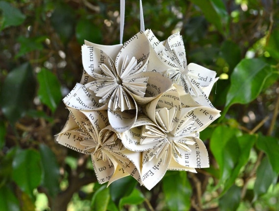 Small Harry Potter Book Paper Flower Ball Ornament