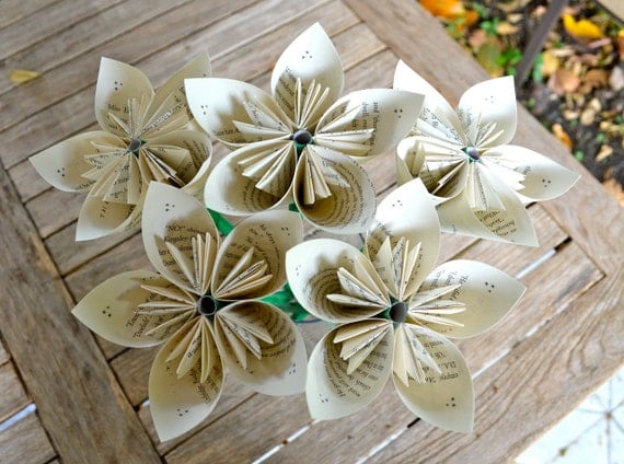 Harry Potter Recycled Book Paper Flowers (5 Medium Size)