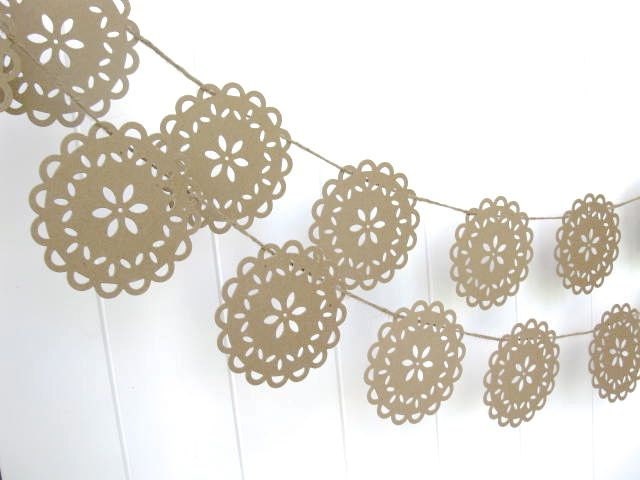 Wedding Garland - kraft doily banner - wedding decor, photo shoot banner, baby shower banner, baby photo banner, baby shower, home decor,