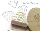 diamond rubber stamp. hand carved rubber stamp. hand carved stamp. small diamond. mounted. no1. READY TO SHIP