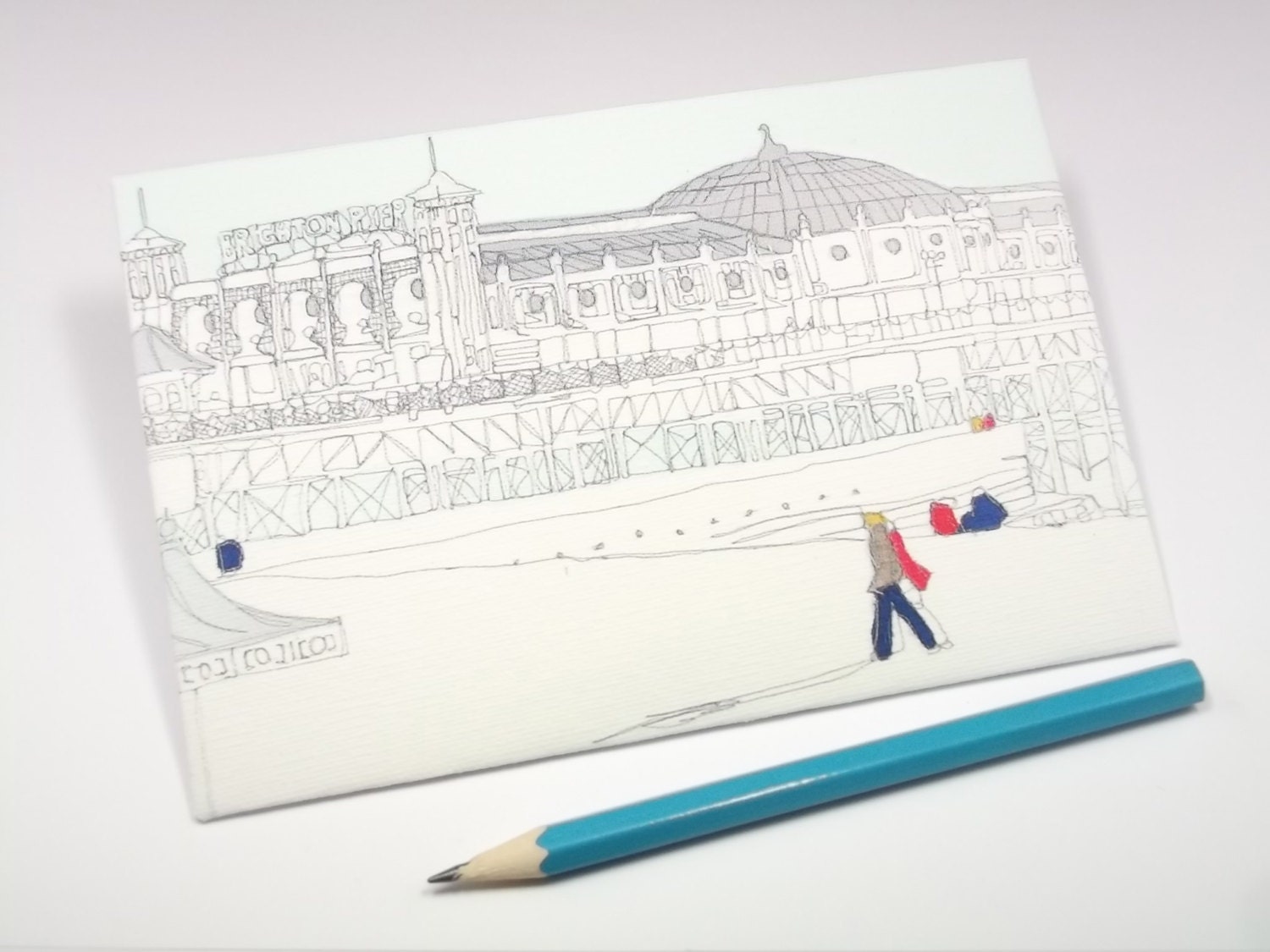 Brighton Pier - Handmade Postcard