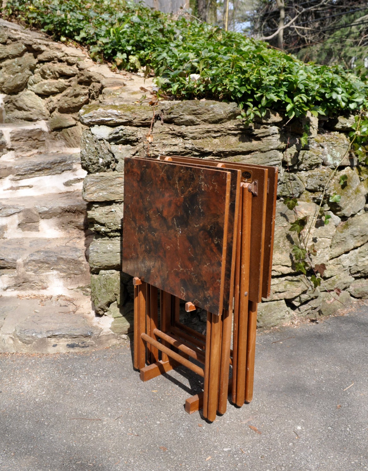 Retro Mod Vintage 1960s TV Tray Stacking Tables