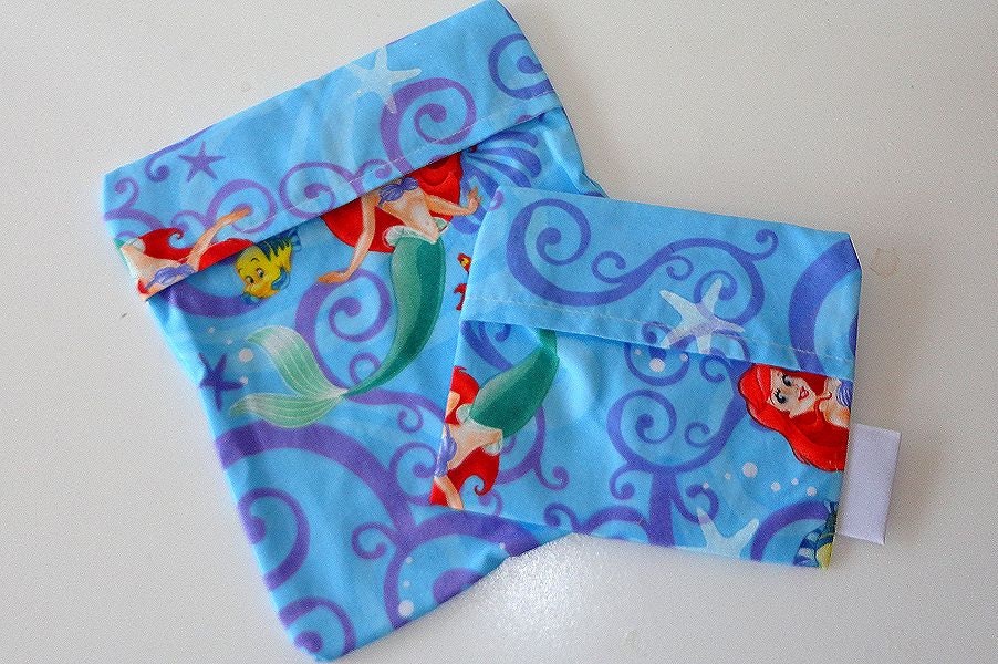 Reusable Sandwich Bag Set - Arial Little Mermaid - Free US Shipping
