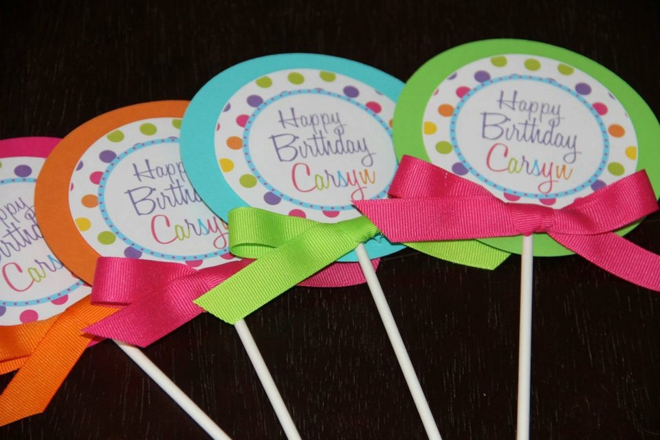 Polka Dot Centerpiece Signs Set of 4