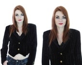 Betsy Johnson Jacket Vintage 80s Crushed Velvet Military Bolero Cropped 1980s Punk Label Medium M Small S