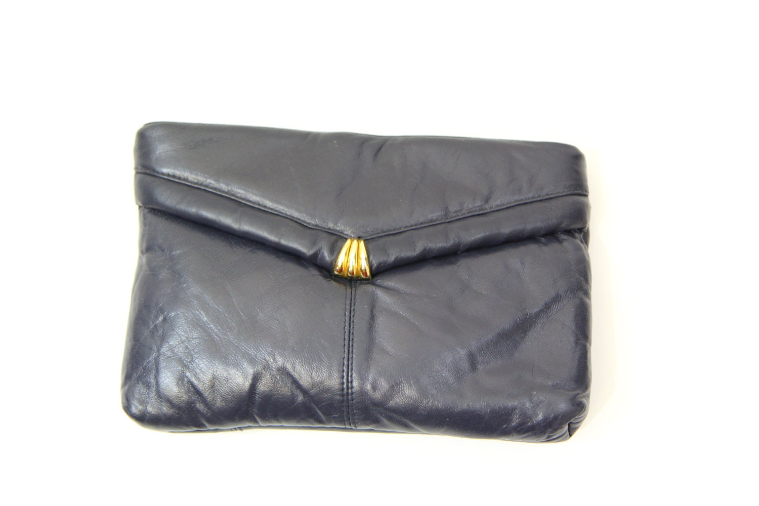 Vintage Navy Leather Clutch