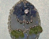 Tanzanite, Iolite and Peridot Rose Pendant