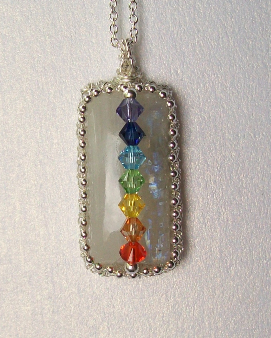 Rainbow Moonstone Chakra Pendant