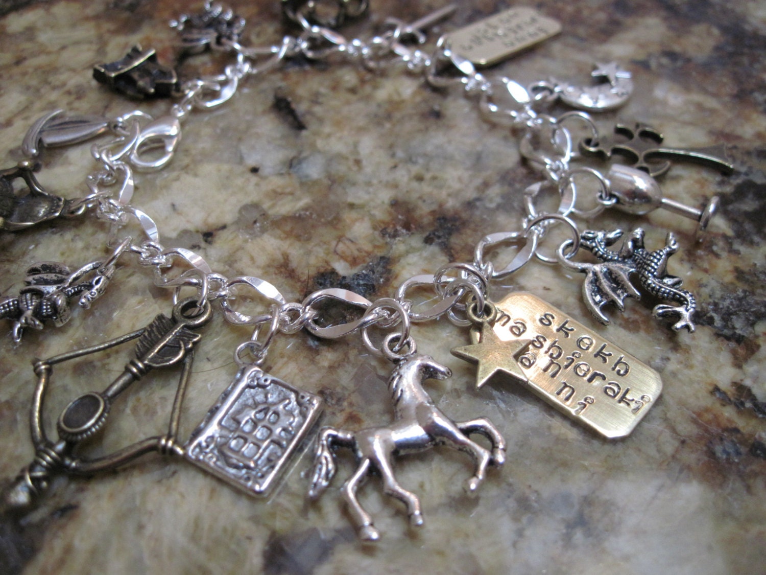 Game of Thrones Mother of Dragons Charm Bracelet  Moon of My Life - My Sun & Stars in Dothraki or English
