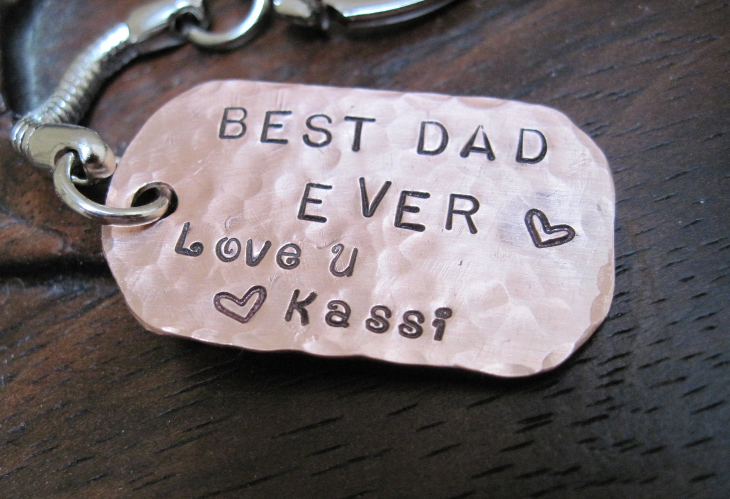 Fathers Day  Dog Tag Key Chain - Best Dad Ever with YOUR own special message