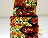 SALE- The Original Swarovski Crystal Friendship Bracelet- Quince Blossom Design (Yellow, Red, Black & Copper)