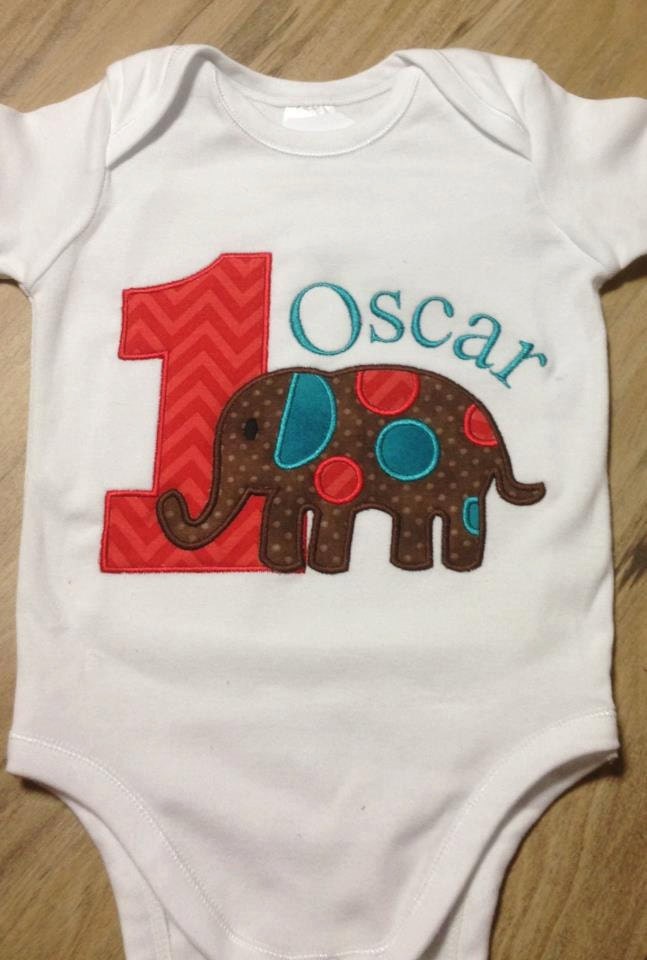 Elephant  Personalized  Boys or Girls Birthday Appliqued Tee T Shirt Onesie