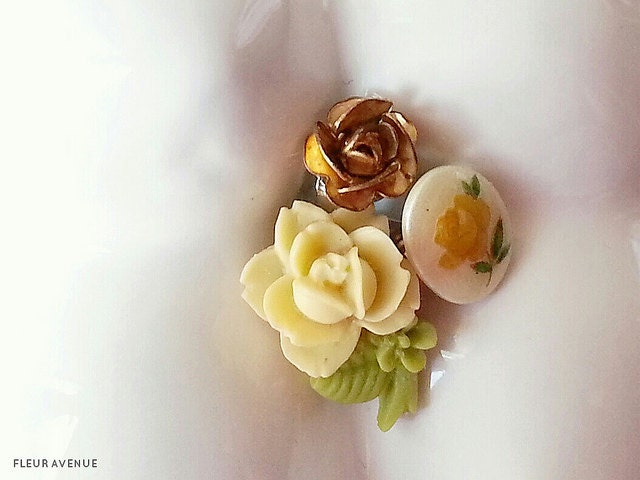 Three Pretty Little Things, Floral Boat Rose Ear Post Studs