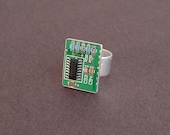 totally awesome circuit board ring recycled jewelry rectangle setting