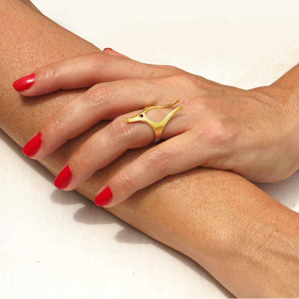 ANUBIS Egyptian Ruby Ring, 14k yellow gold Engagement Ring, Alternative Engagement Ring, Custom Fine Jewelry by Arosha