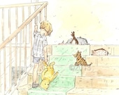 Christopher Robin and Friends, Original Painting, Home Decor
