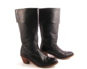 Dexter Boots Vintage 1980s Stacked Heel Riding Dex Black Women's size 8