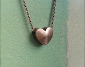 Vintage Solid Brass Heart Necklace - by Bullseyebeads - Ready to Ship