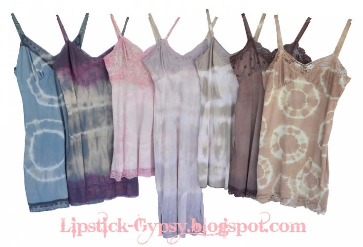 Custom Vintage Restyled Tie Dye Shabby, Hippie, Gypsy, Boho, Prairie, Cowgirl Hand Dyed Slip Dress Couture