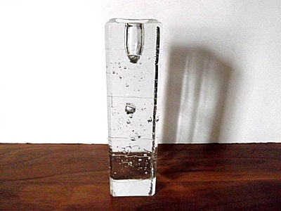 Vintage Timo Sarpaneva "Arkipelago" Modernist Glass Candleholder, Iittala