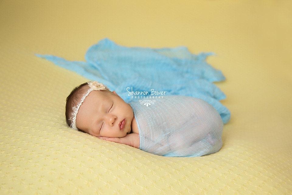 Alaskan Blue Baby Boy Cheesecloth Newborn Wrap Photography Props (SwaDDLinG and HAnGinG VideOs) Newborn Props, Layers, Boy Props -  6 ft