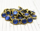 Limited Edition 24 GOLD RIMMED Cobalt Blue Cowgirl Snaps Pearl Prong Western Snaps