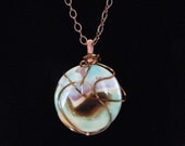 Wire Wrapped Stone Pendant Necklace by Debbie Renee, Pale Green and Brown Stone