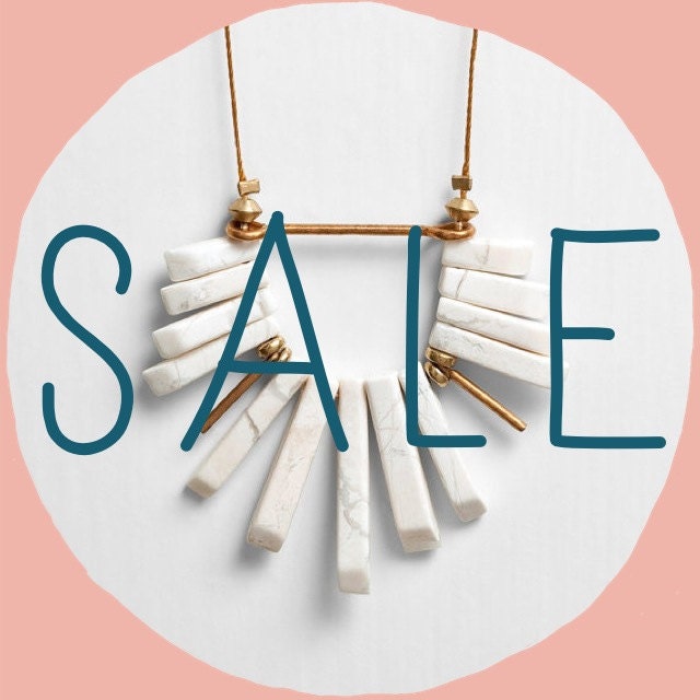 NEW - White Howlite Fan Cord Necklace with Brass Accents
