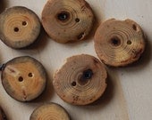 10 Wooden Buttons, Mixed Sizes of Pine and Oak
