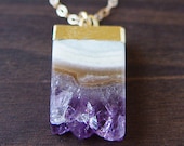 Purple Stalactite Necklace 14k Gold - OOAK