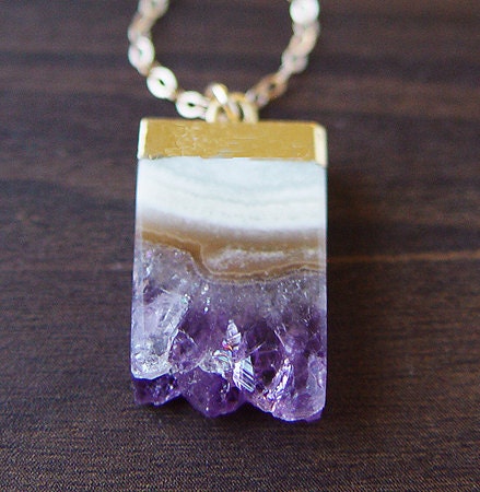 Purple Stalactite Necklace 14k Gold - OOAK