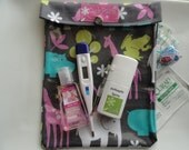 Large Ouch PouchTM Clear First Aid Organizer for Car Diaper Bag Vacations Airplane Carry on ( 6x8 Zoology in Orchid Fabric )