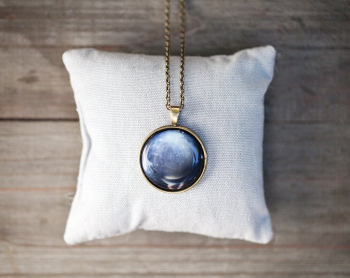 Navy Blue Pluto necklace - Pendant - Autumn jewelry (N091)