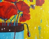 Rain Boot with Poppy Flowers Series, Art, Painting,  Acrylic, Still Life, for the home, original painting, Decor, art, flowers
