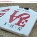 ON SALE Personalized Coasters, Red Love Statue Tile Coasters, Set of 4