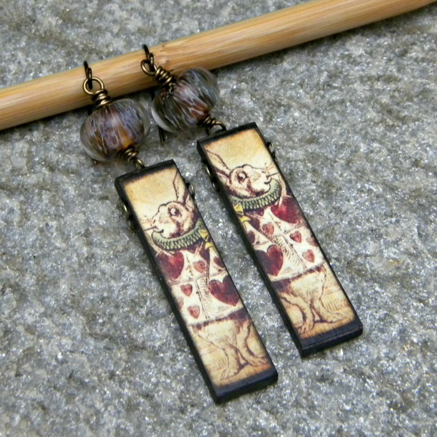 White Rabbit Ephemera Charm Earrings